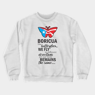 Boricua Flag Familia Butterfly Puerto Rico Crewneck Sweatshirt